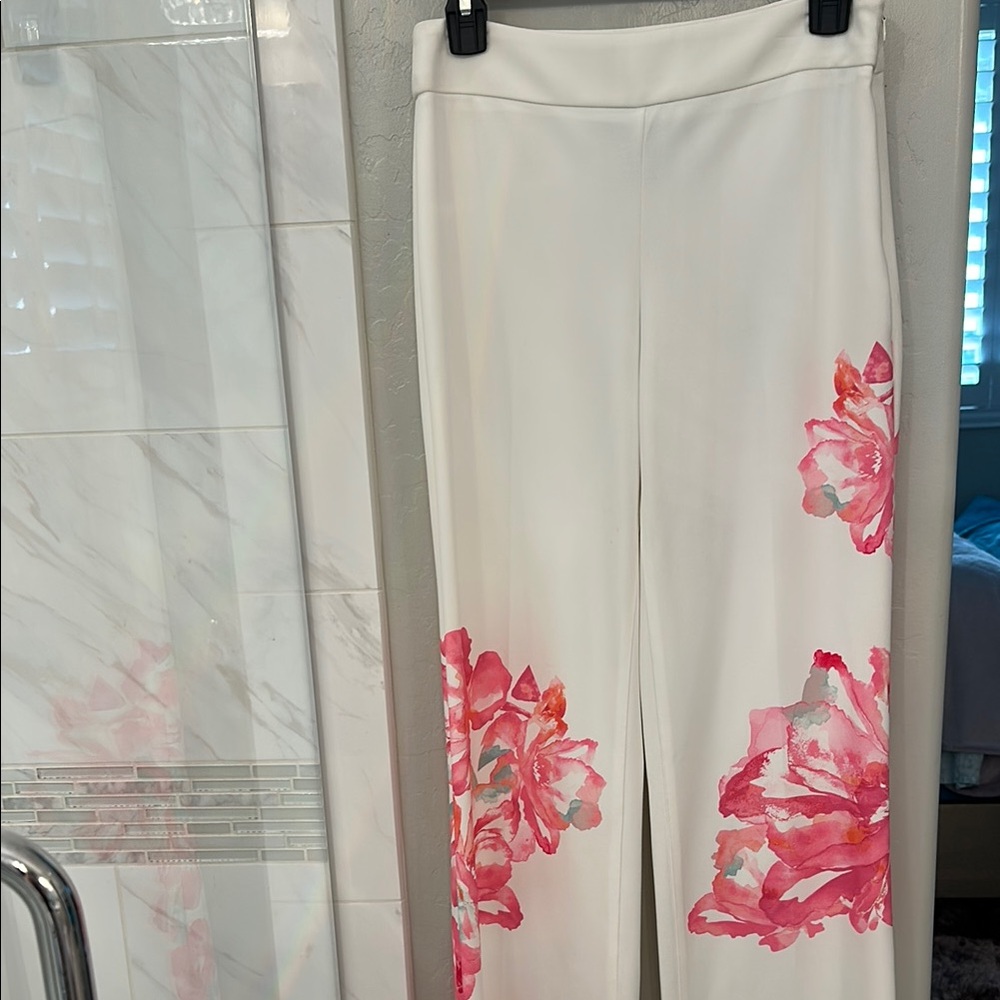 Floral Print White Pants